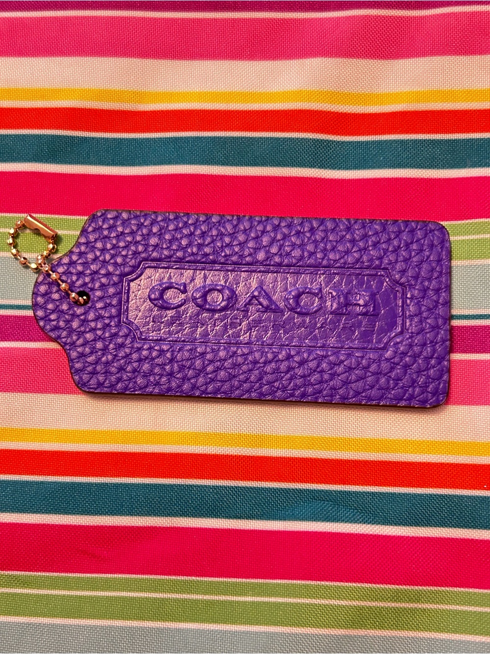 Coach XLarge From Terri Reloved Denim Purple Signature Tag Keychain/Bag Charm - Picture 3 of 9